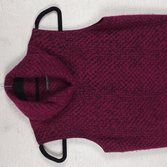 Classiques Entier Maroon Lambswool Angora Cowl Neck Sleeveless Sweater Top - Picture 2 of 12